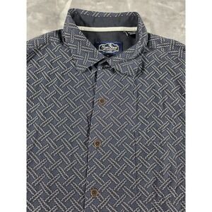 Nat Nast Geometric Weave Pattern Silk Blend Button Up Shirt Sz Medium Blue/Black